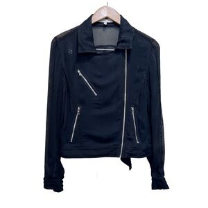 Robert Rodriguez Black Sheer Moto Jacket Size 8